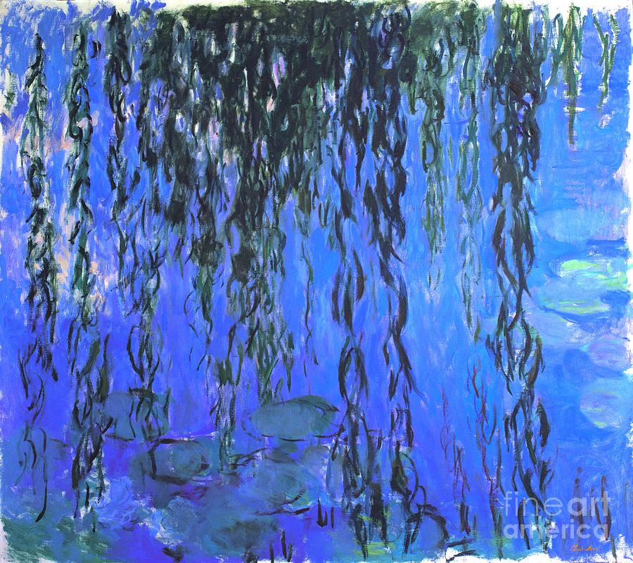 Water Lilies and Weeping Willow Branches Painting by Claude Monet