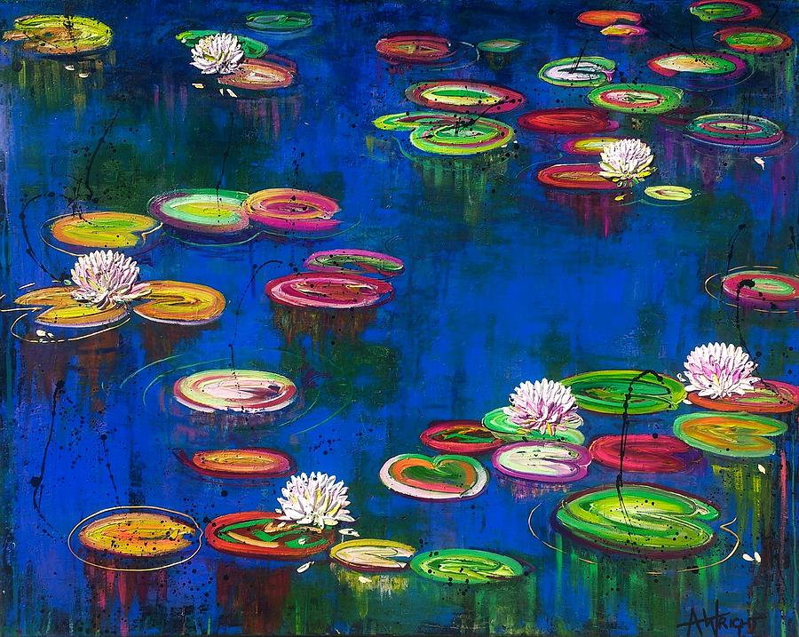 Water Painting - Water Lilies by Angie Wright