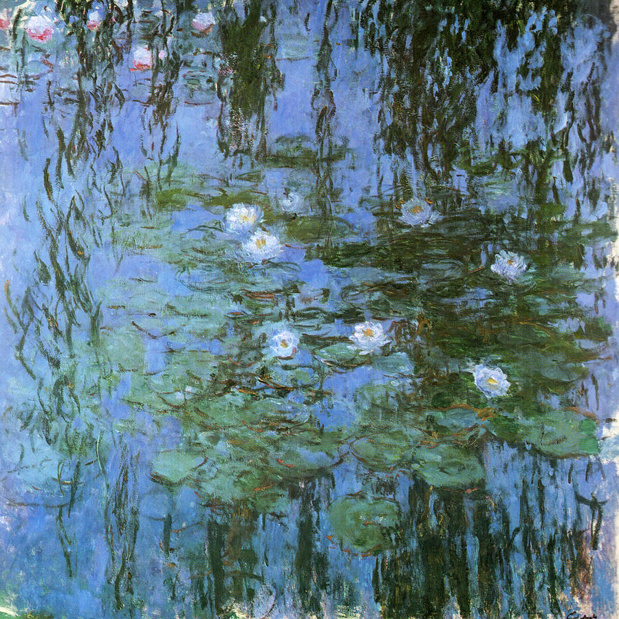 Water-lilies blue 1915 Painting by Claude Monet - Pixels