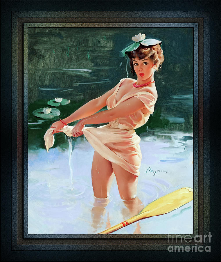 Water Lilies by Gil Elvgren Vintage Xzendor7 Old Masters Reproductions Painting by Rolando Burbon
