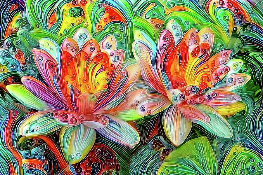 Water Lilies Extravaganza Digital Art by Peggy Collins