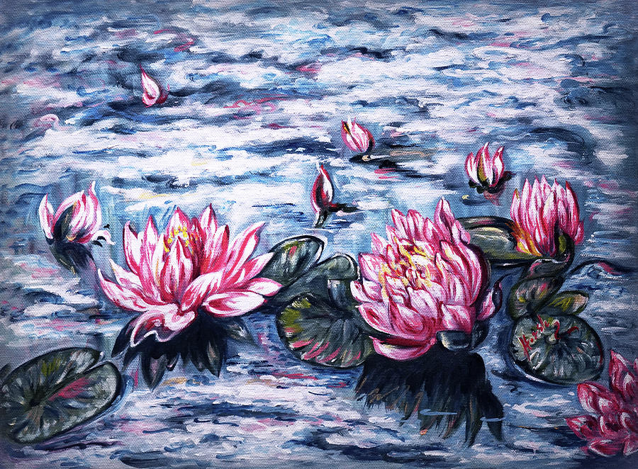 Claude Monet Painting - Water Lilies - floating in the clouds by Harsh Malik