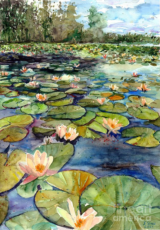 Yellowstone National Park Painting - Water Lilies In The Afternoon by Suzann Sines