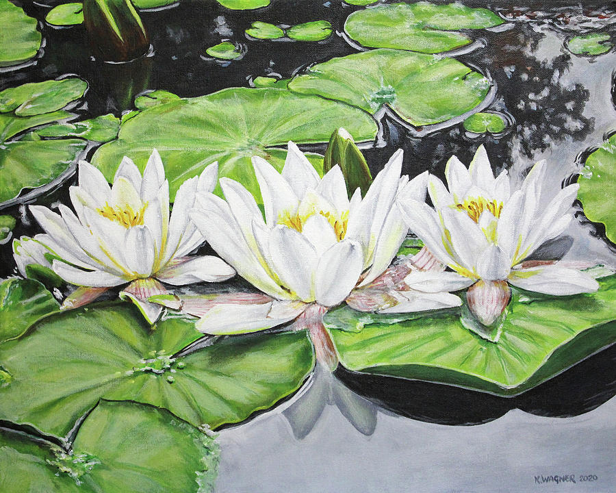 Water Lilies Painting by Karl Wagner
