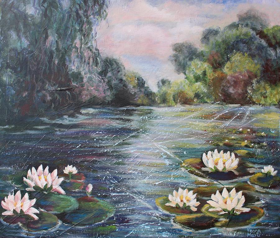 Water Lilies On The Lake Painting by Vesna Martinjak