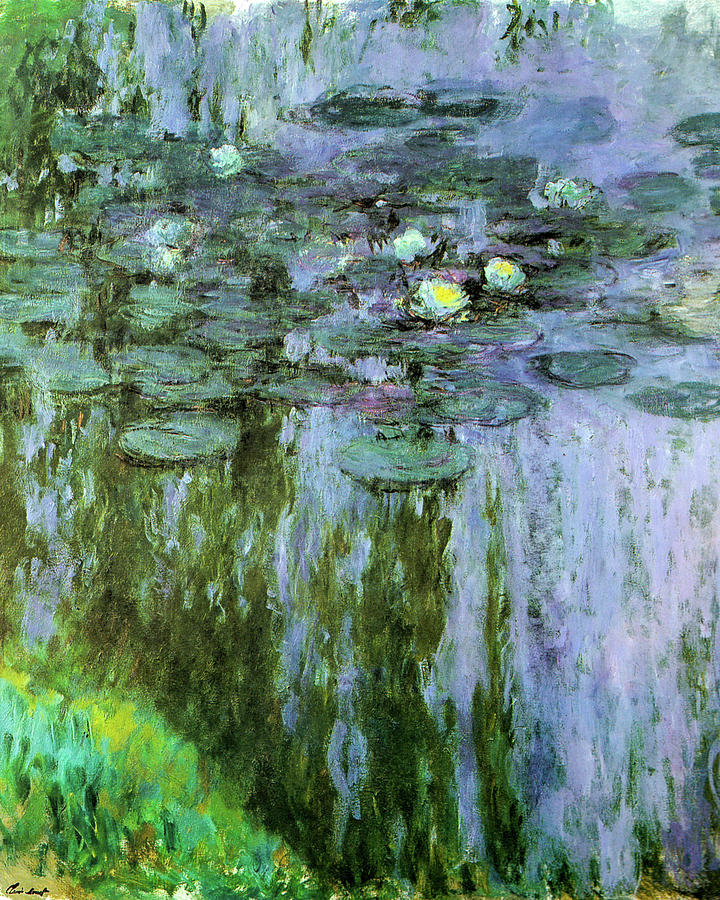 Water-lilies Purple-green 1909 Painting By Claude Monet - Fine Art America