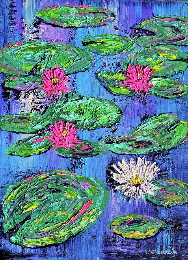 Water Lillies Painting by Ann Frederick