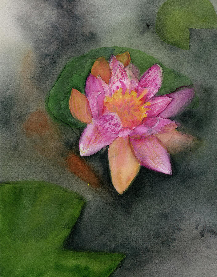 Water Lily and Fish, July Birth Flower Painting by Elizabeth Reich | Pixels