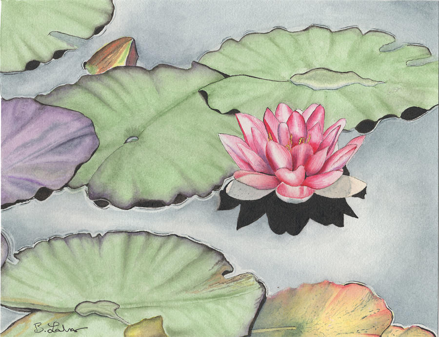 Water Lily Painting by Bob Labno