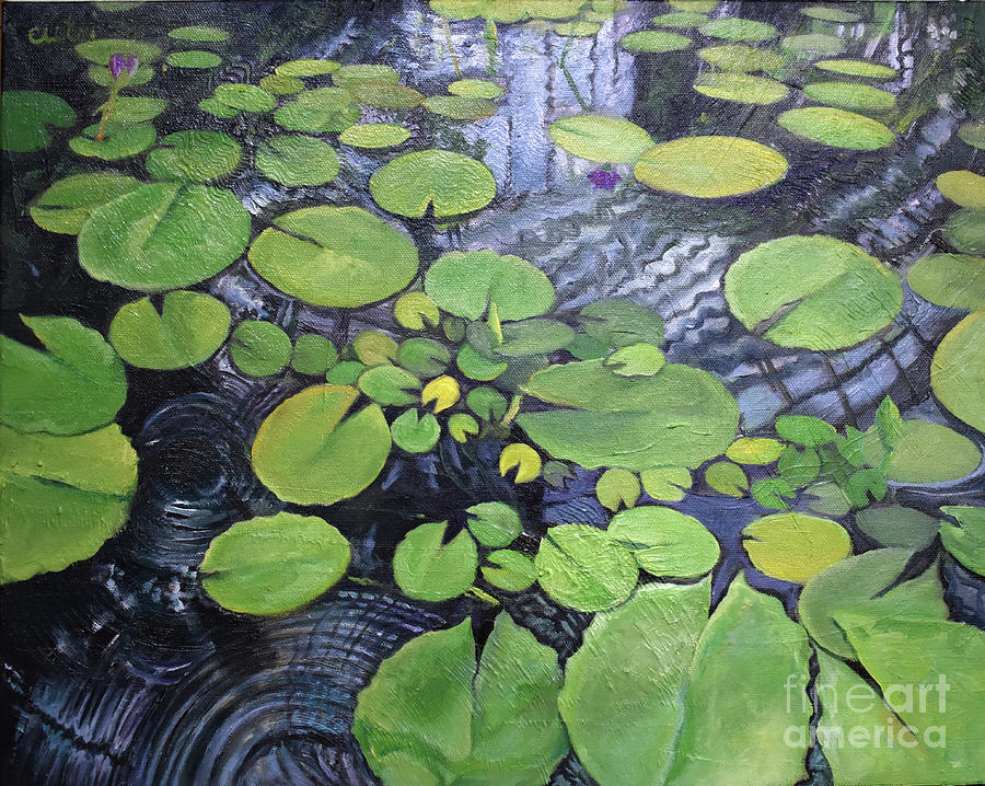 Water Lily Choir Painting by Anne Cameron Cutri