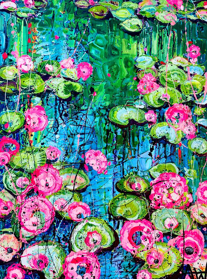 Water Lily Dance Painting by Angie Wright