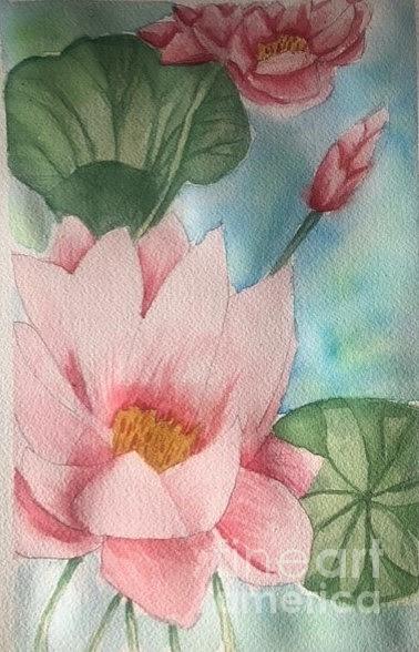 Water Lily Painting by Nina Jatania