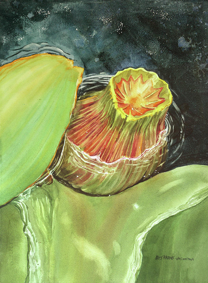 Water Lily Pod Painting by Kris Parins