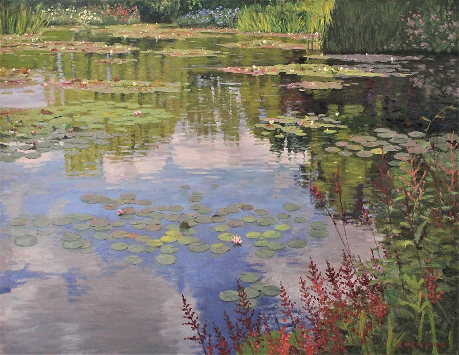 Water Lily Pond Painting by Roelof Rossouw