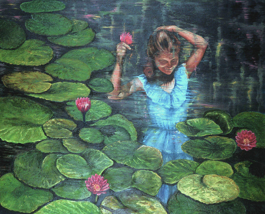 Water Love, Portrait Of June  Painting by June Pauline Zent