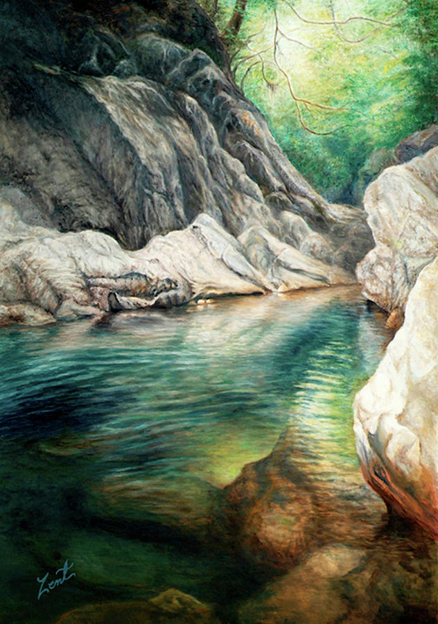 Water Memories Painting by June Pauline Zent