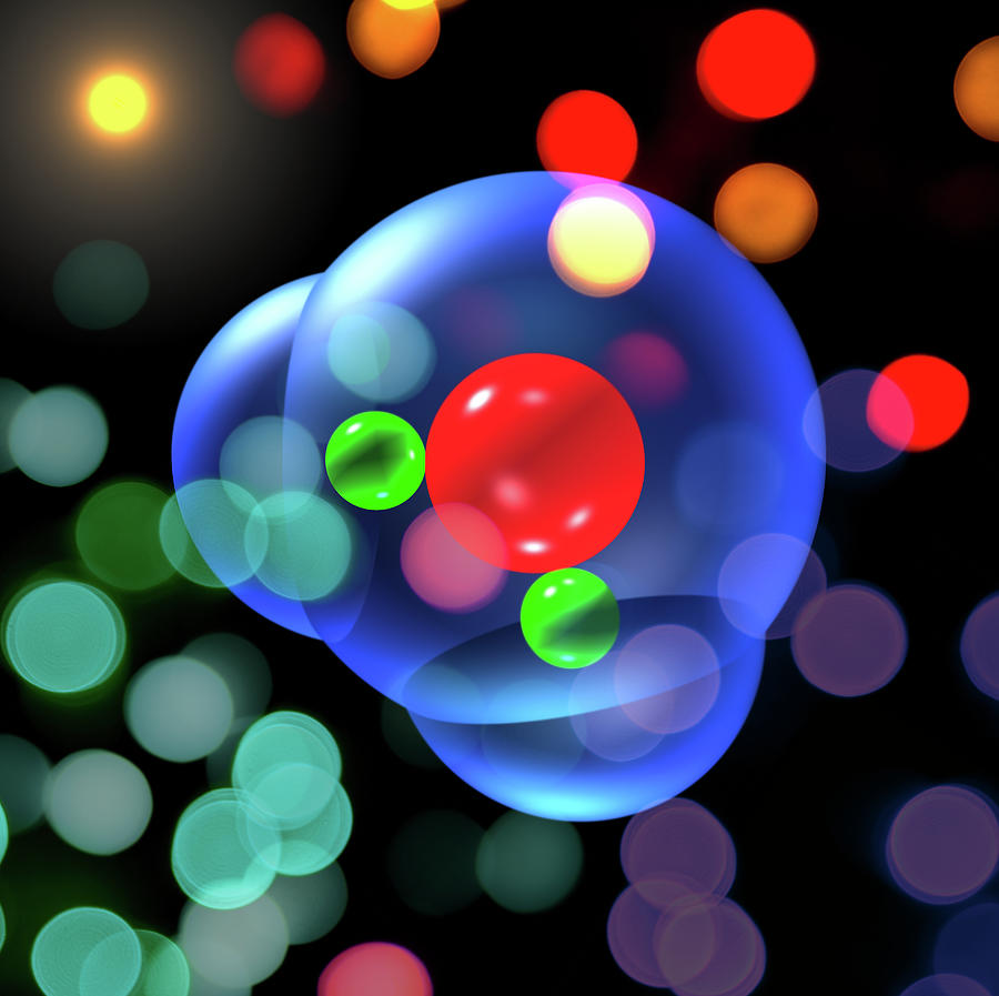 Water Molecule with Photons Digital Art by Russell Kightley