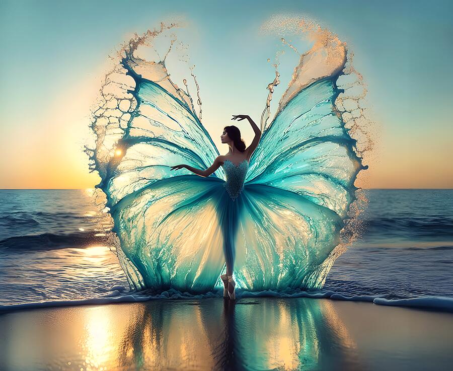 Water Nymph Dancing on the Beach Digital Art by Lilia S