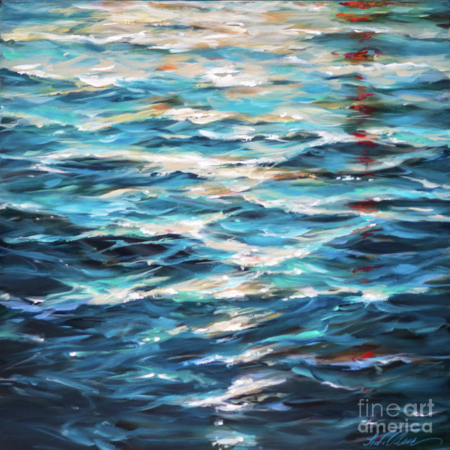 Ocean Painting - Water Reflections by Linda Olsen