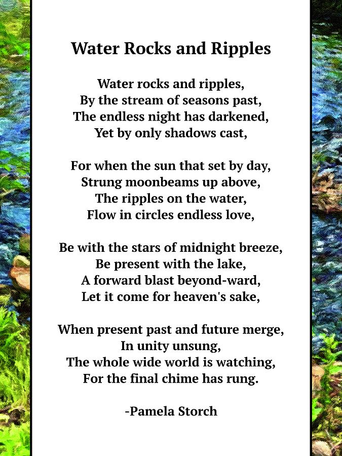 Poems Digital Art - Water Rocks and Ripples Poem by Pamela Storch