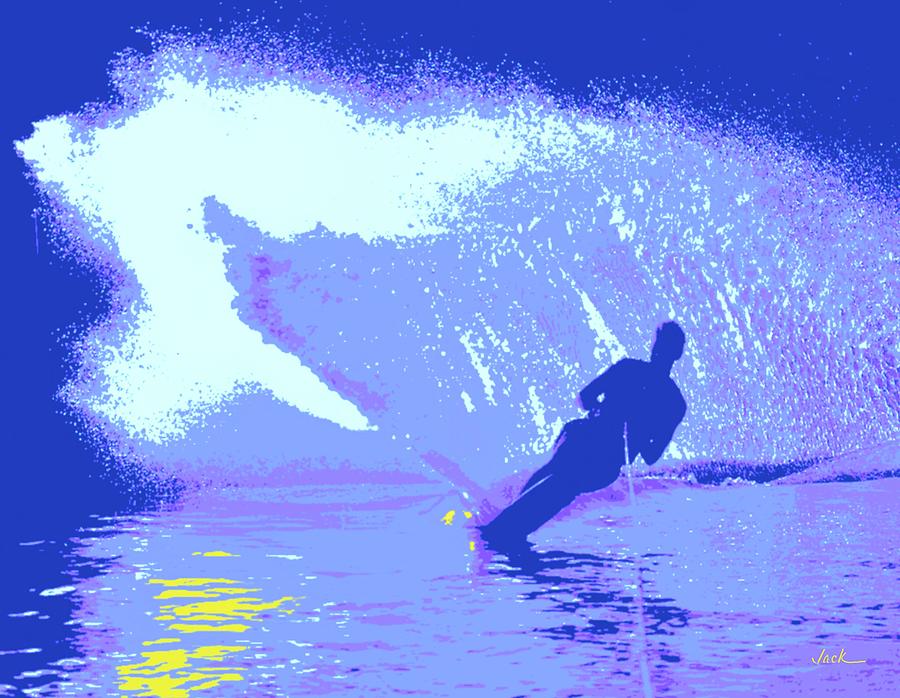 Water Ski Painting - Water Skiing by Jack Bunds Water Ski Painting - Water Skiing by Jack Bunds