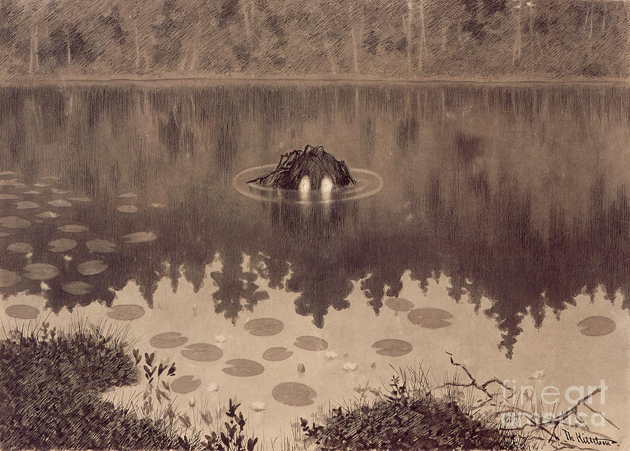 Water sprite, 1887 Painting by O Vaering by Theodor Kittelsen
