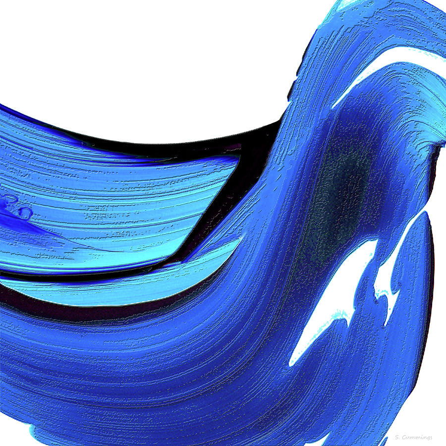 Water Tight 10 Blue And White Abstract Art Painting by Sharon Cummings