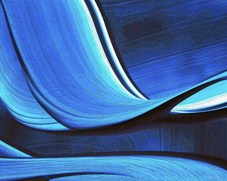 Water Tight 11 Blue And White Abstract Art Painting by Sharon Cummings