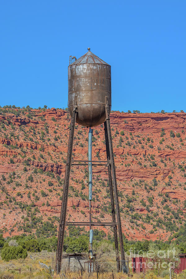 Water Tower With The Red Rock Background In The Glen Canyon National Recreational Area Of Utah Photograph