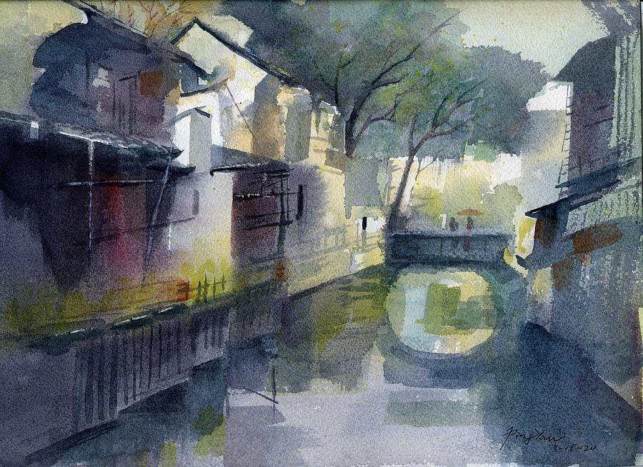 Water Village Painting by Ping Yan