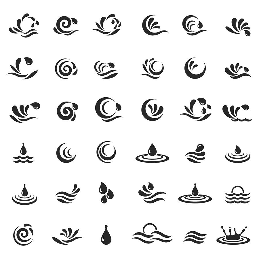 Water wave icon set Drawing by FingerMedium Water wave icon set Drawing by FingerMedium