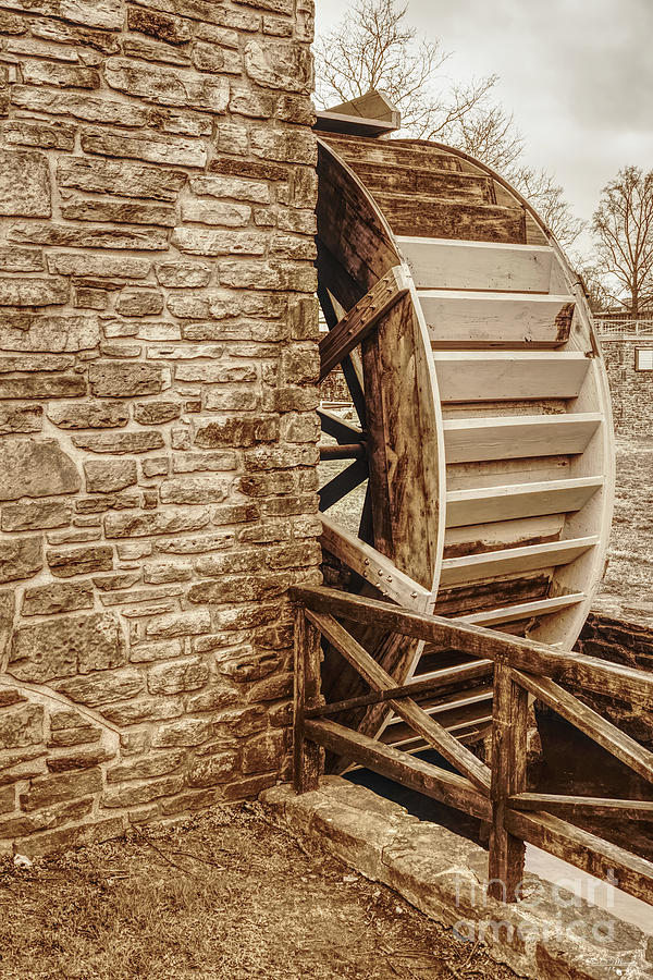 Water Wheel At Edwards Mill Sepia Photograph by Jennifer White