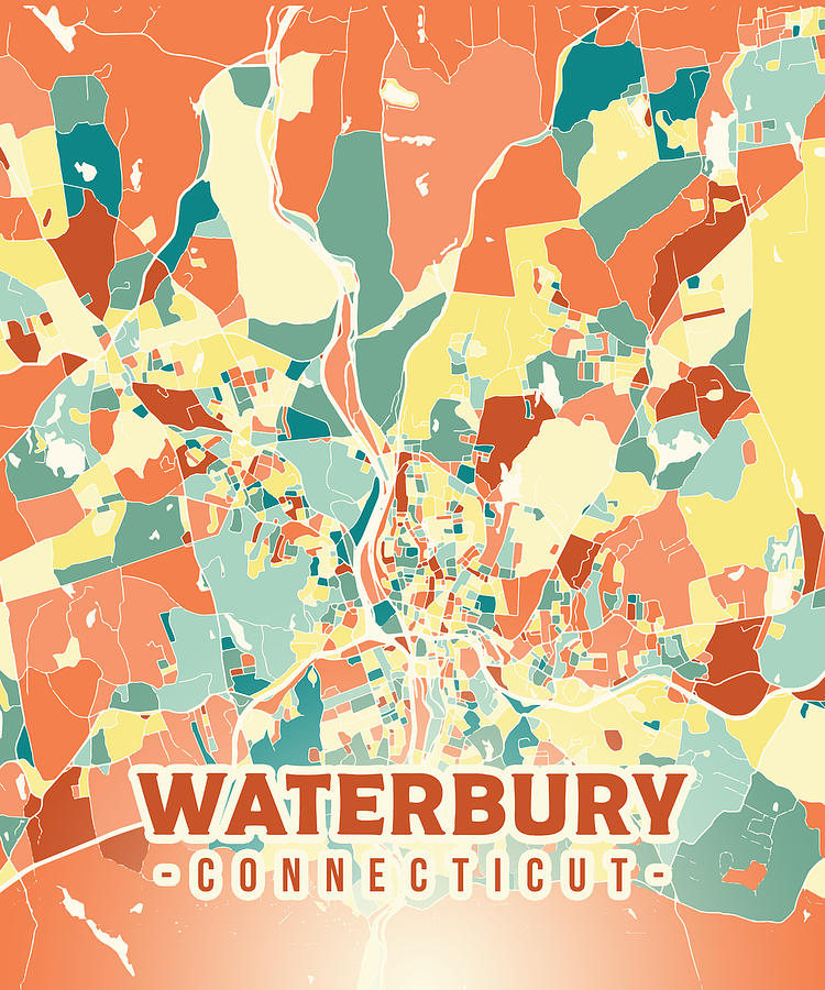 Waterbury US map Digital Art by Alexandru Chirila - Pixels