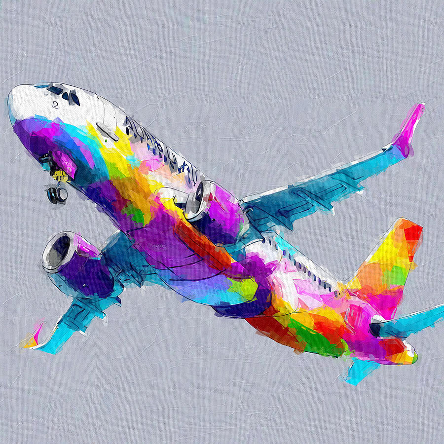 Abstract Painting - Watercolor 1326Airbus A320Neo Passenger Plane New Airplanes Air Travel Airbus by Edgar Dorice