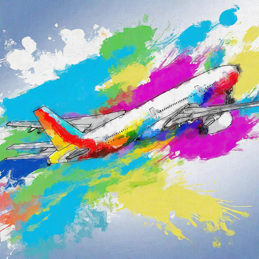 Watercolor 1338Airbus A330 200 Passenger Plane Air Travel Airliner A330 ...