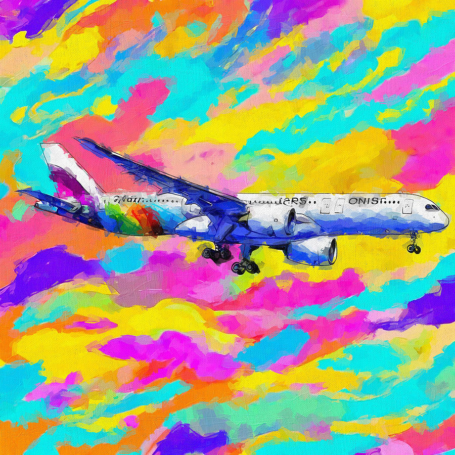 Abstract Painting - Watercolor 1398Airbus A350 1000 Passenger Plane Airbus A350 Civil Aviation In The Sky Airbus by Edgar Dorice