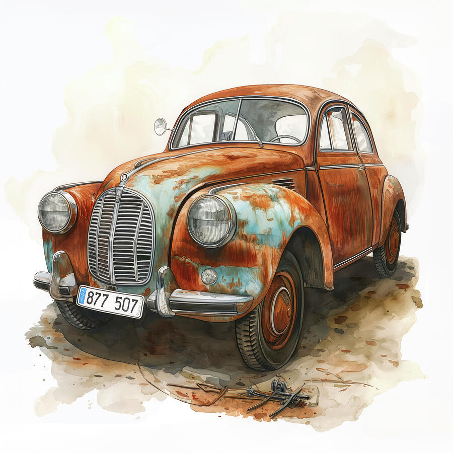Vintage Digital Art - Watercolor 184 Tatra T87 Coupe by MAD PaperAirplanes