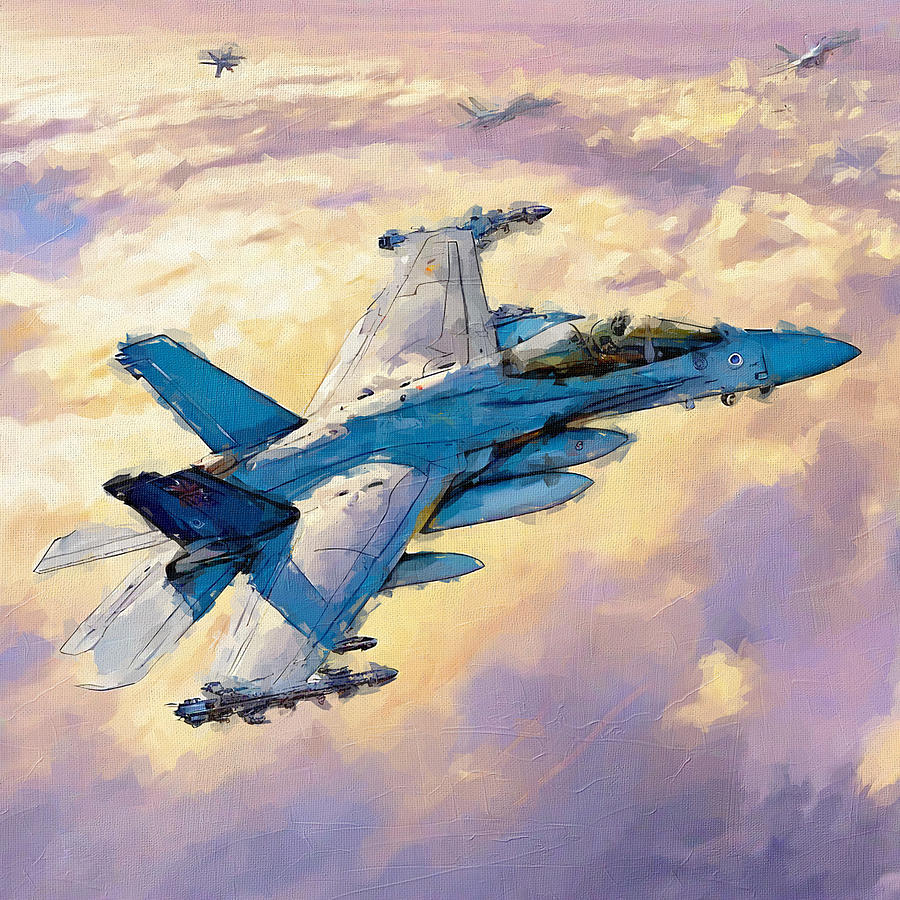 Watercolor 2109 Boeing Fa 18Ef Super Hornet Attack Aircraft Royal ...