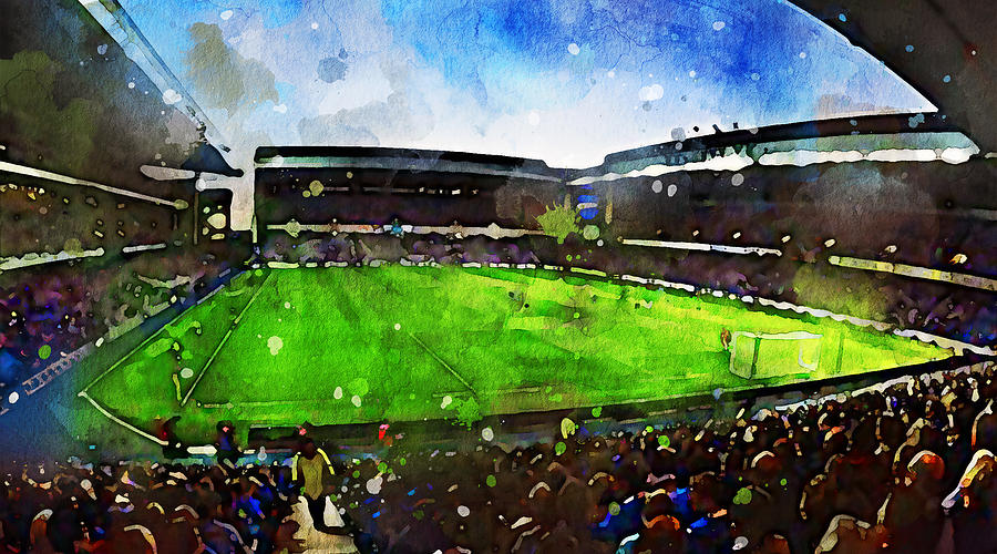 Watercolor 920 Ibrox Stadium Scottish Football Stadium Glasgow Scotland ...