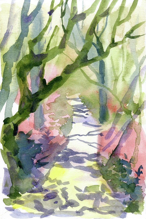 Watercolor A Single Pathway Painting Digital Art by Sambel Pedes