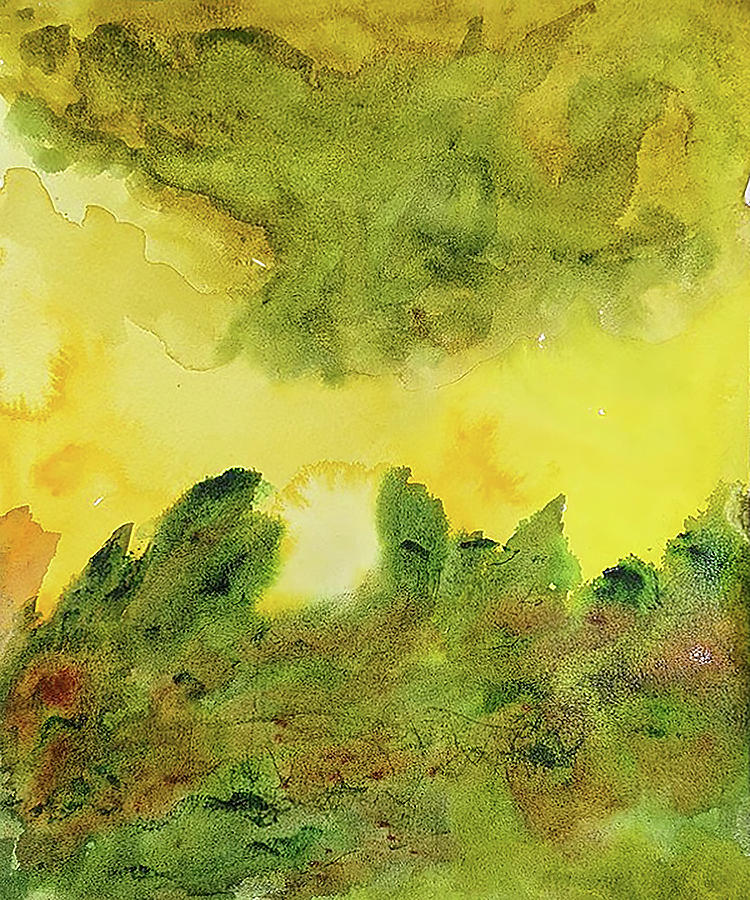 Watercolor Abstract Greens Day 60  Painting by Cathy Anderson