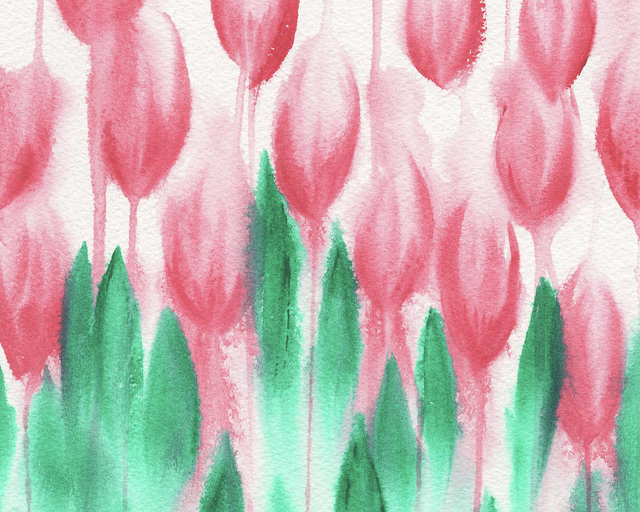Watercolor Abstract Tulips Pink Spring Flowers  Painting by Irina Sztukowski