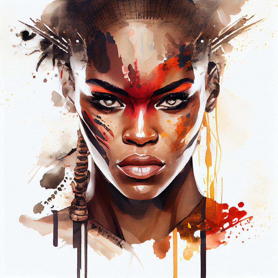 Watercolor African Warrior Woman #3 Digital Art by Chromatic Fusion ...