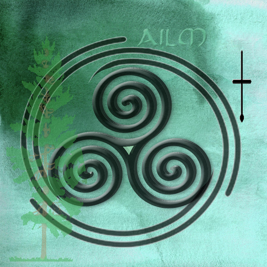 Watercolor Ailm Celtic Symbol Mixed Media