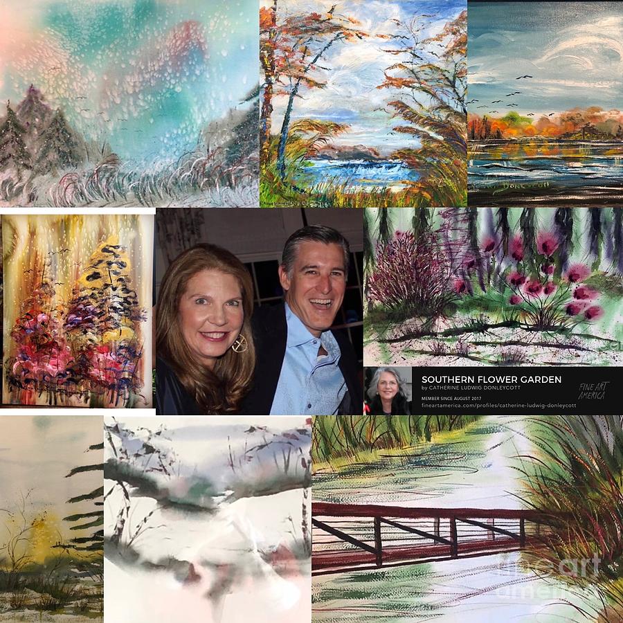 Collectors Kim and Pete Watercolor and Oil Paintings Photograph by Catherine Ludwig Donleycott