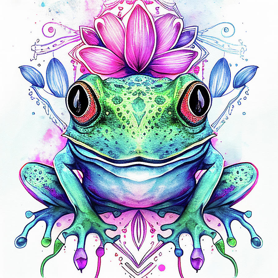 Watercolor Animal 17 Cute Frog Digital Art