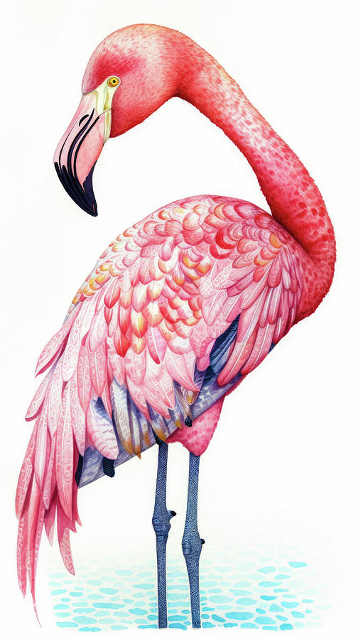 Watercolor Animal 73 Pink Flamingo Digital Art by Matthias Hauser