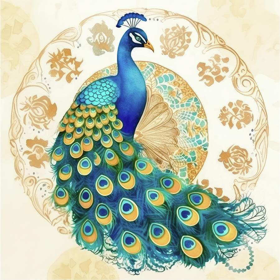 Watercolor Animal 91 Peacock Digital Art by Matthias Hauser