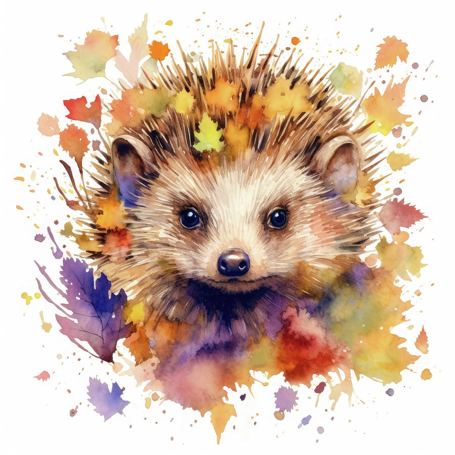 Watercolor Animal 95 Hedgehog Digital Art by Matthias Hauser
