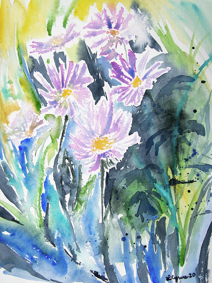 Watercolor - Aster Magic Painting by Cascade Colors